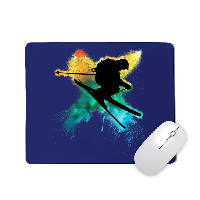 Cool Boy Jumps With Ski During Alpine Skiing Mousepad