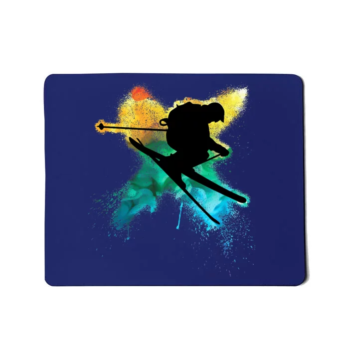 Cool Boy Jumps With Ski During Alpine Skiing Mousepad