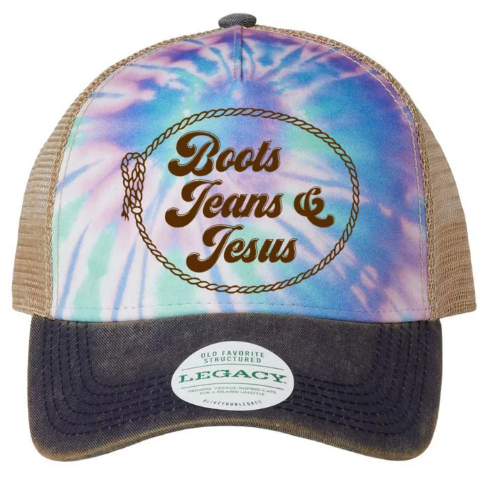 Cute Boots Jeans And Jesus Cowgirl Christian Country Western Legacy Tie Dye Trucker Hat