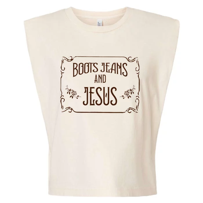 Cute Boots Jeans And Jesus Cowgirl Cowboy Country Western Garment-Dyed Women's Muscle Tee