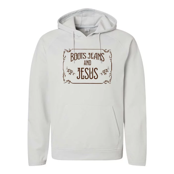 Cute Boots Jeans And Jesus Cowgirl Cowboy Country Western Performance Fleece Hoodie