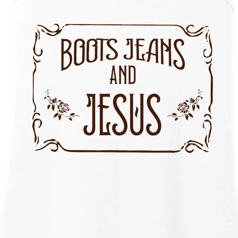 Cute Boots Jeans And Jesus Cowgirl Cowboy Country Western Ladies Essential Tank