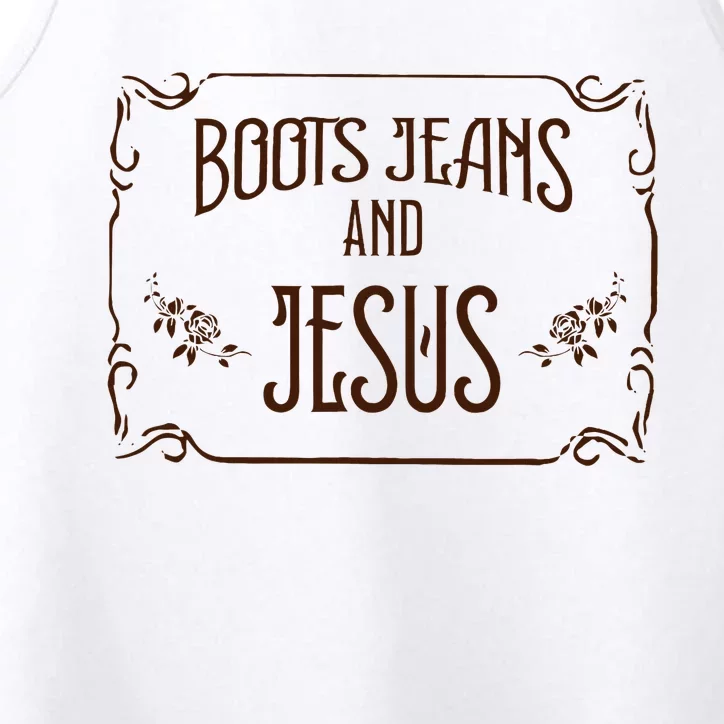 Cute Boots Jeans And Jesus Cowgirl Cowboy Country Western Performance Tank