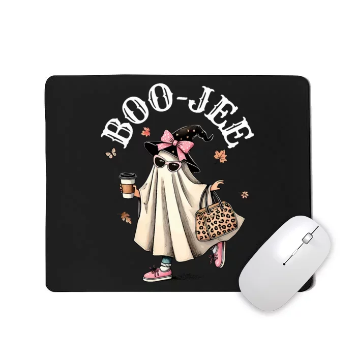 Cute Boo Jee Ghost Halloween Leopard Ghost Coffee Mousepad