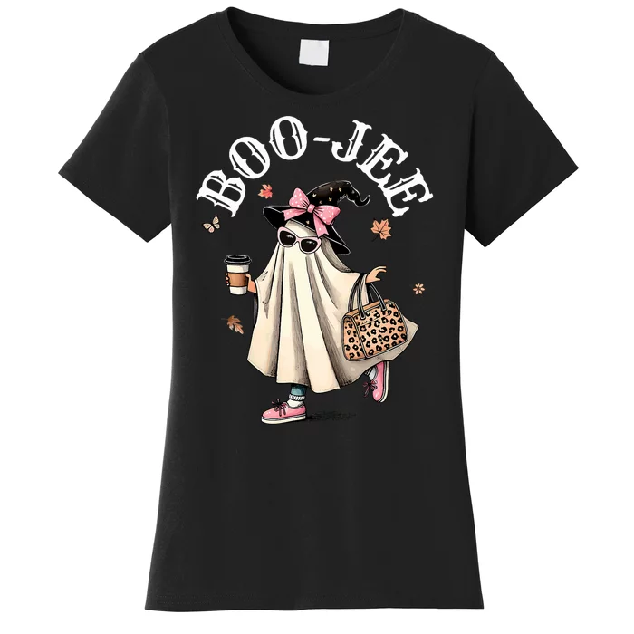 Cute Boo Jee Ghost Halloween Leopard Ghost Coffee Women's T-Shirt