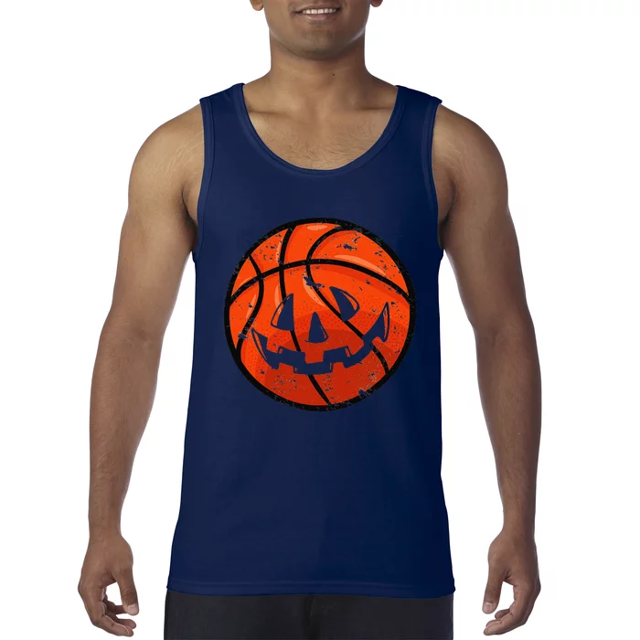 Carved Basketball Jack O Lantern Pumpkin Vintage Halloween Tank Top