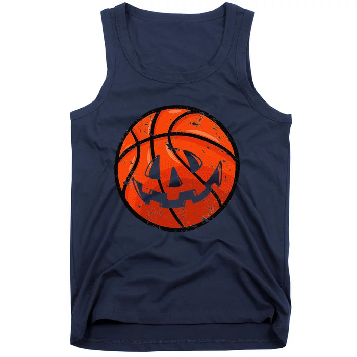 Carved Basketball Jack O Lantern Pumpkin Vintage Halloween Tank Top