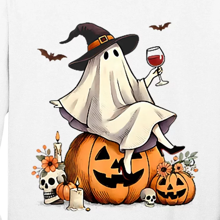 Cute Boo Jee Ghost Pumpkin Coquette Bow Halloween Women Girl Long Sleeve Shirt