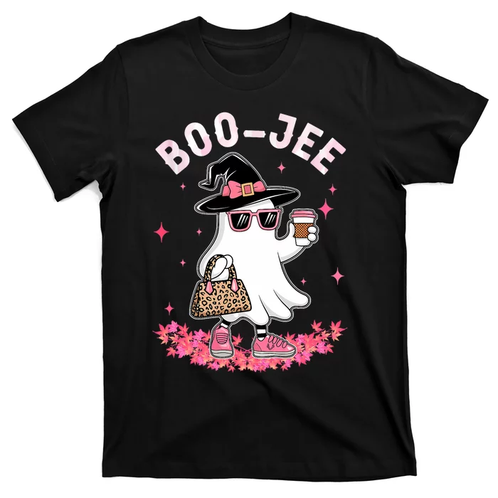 Cute Boo Jee Ghost Halloween Leopard Ghost Coffee T-Shirt