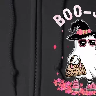 Cute Boo Jee Ghost Halloween Leopard Ghost Coffee Full Zip Hoodie