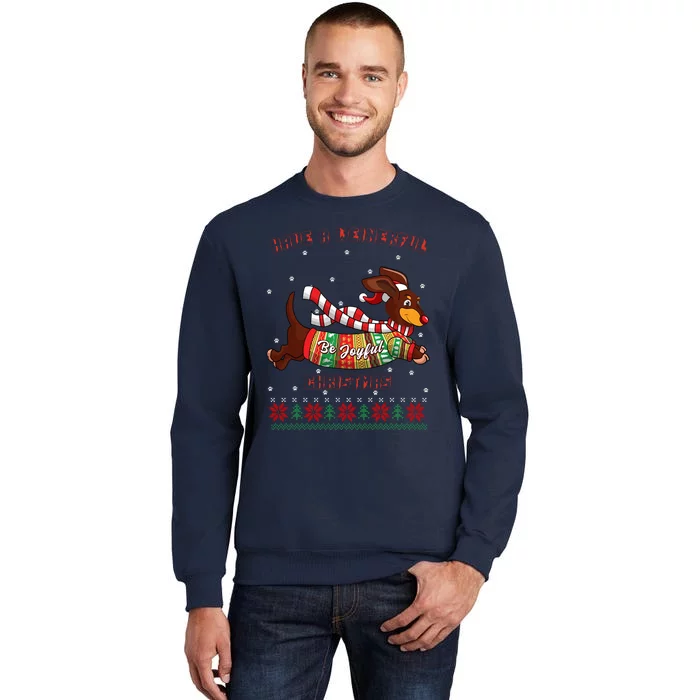 Cute Be Joyful Santa Dachshund Lovers Weiner Dog Sweatshirt