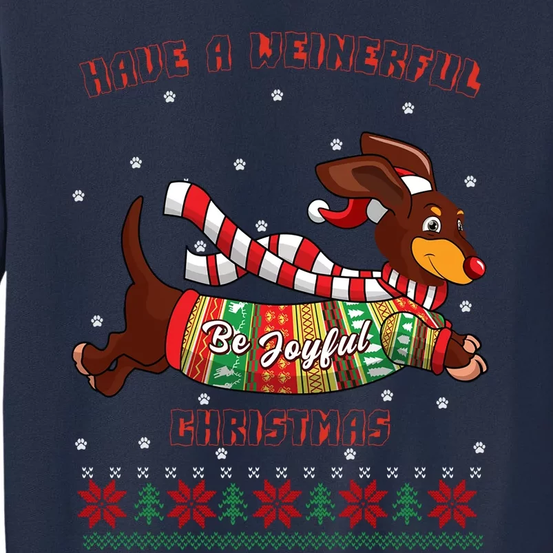 Cute Be Joyful Santa Dachshund Lovers Weiner Dog Sweatshirt