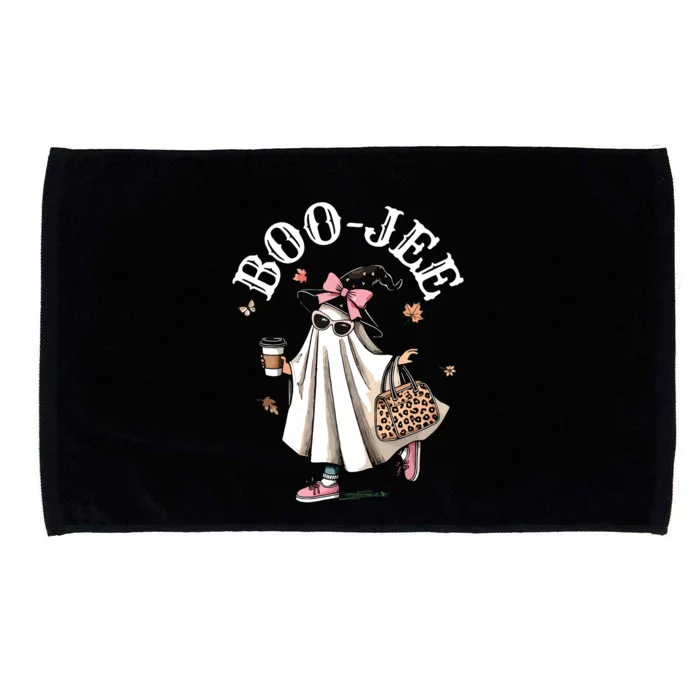 Cute Boo Jee Ghost Halloween Leopard Ghost Coffee Women Microfiber Hand Towel