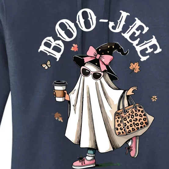 Cute Boo Jee Ghost Halloween Leopard Ghost Coffee Women Women's Pullover Hoodie