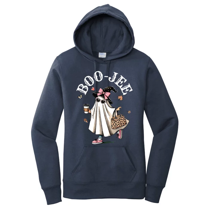 Cute Boo Jee Ghost Halloween Leopard Ghost Coffee Women Women's Pullover Hoodie