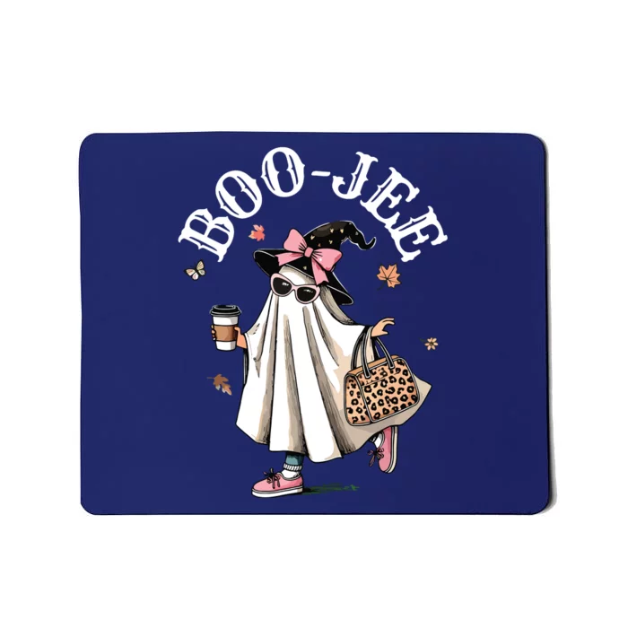 Cute Boo Jee Ghost Halloween Leopard Ghost Coffee Women Mousepad