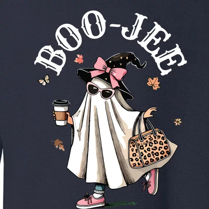 Cute Boo Jee Ghost Halloween Leopard Ghost Coffee Women Toddler Sweatshirt