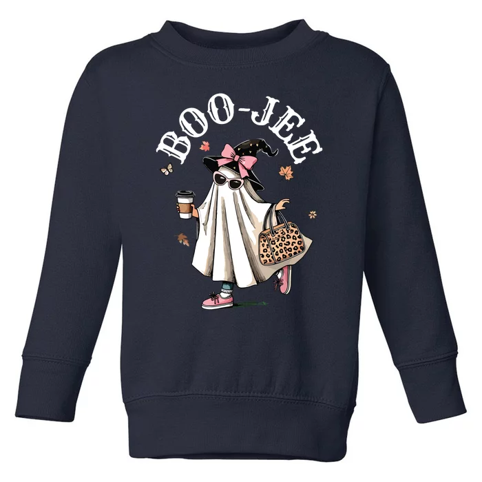 Cute Boo Jee Ghost Halloween Leopard Ghost Coffee Women Toddler Sweatshirt