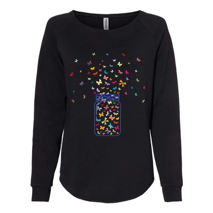 Colorful Butterfly Jar Cute Butterfly Art Design Womens California Wash Sweatshirt