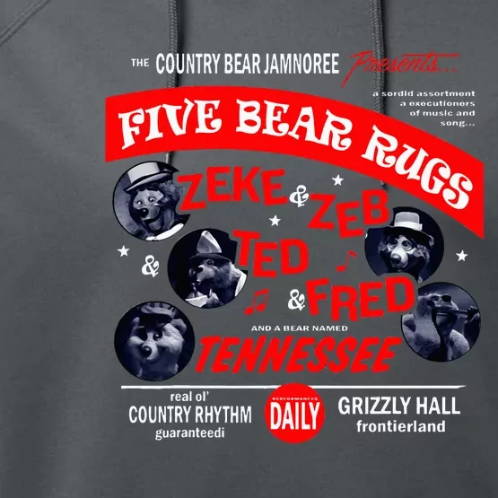 Country Bear Jamboree Real Old Country Rhythm Five Bear Rugs Performance Fleece Hoodie