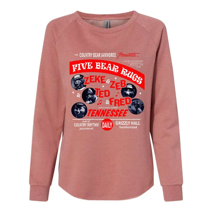 Country Bear Jamboree Real Old Country Rhythm Five Bear Rugs Womens California Wash Sweatshirt