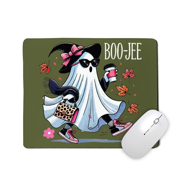 Cute Boo Jee Ghost Halloween Leopard Ghost Coffee Mousepad