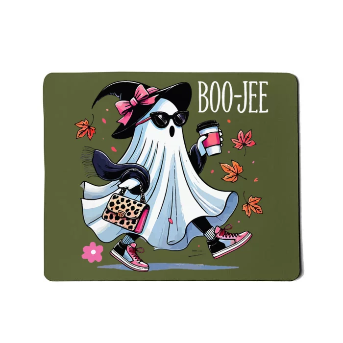 Cute Boo Jee Ghost Halloween Leopard Ghost Coffee Mousepad