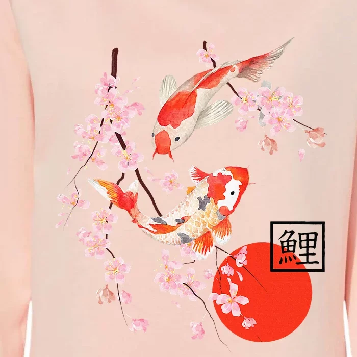 Cherry Blossom Japanese Koi Carp Fish Sakura Womens California Wash Sweatshirt