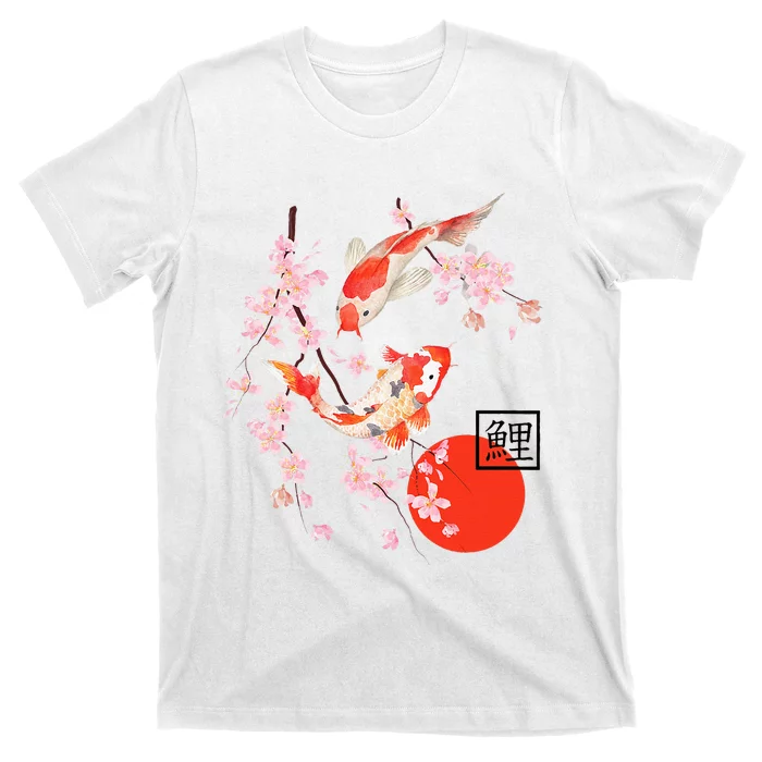 Cherry Blossom Japanese Koi Carp Fish Sakura T-Shirt