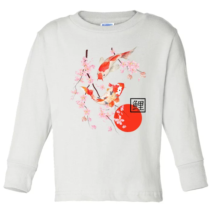 Cherry Blossom Japanese Koi Carp Fish Sakura Toddler Long Sleeve Shirt