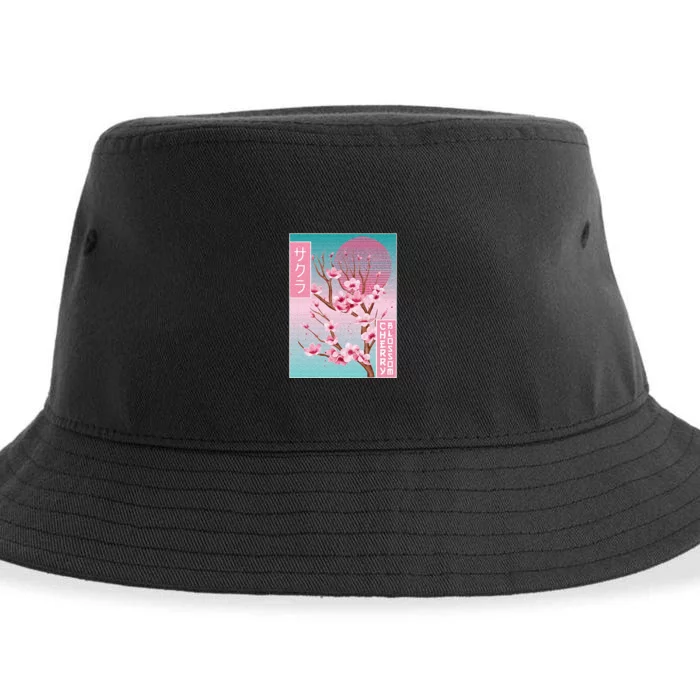 Cherry Blossom Japanese Sakura Vaporwave Aesthetic Sustainable Bucket Hat