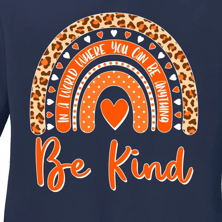 Cute Be Kind Wear Orange Rainbow Ladies Long Sleeve Shirt