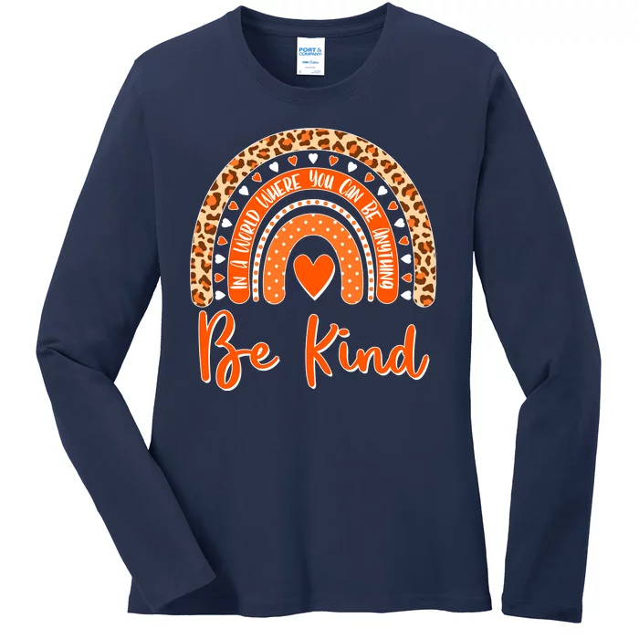 Cute Be Kind Wear Orange Rainbow Ladies Long Sleeve Shirt