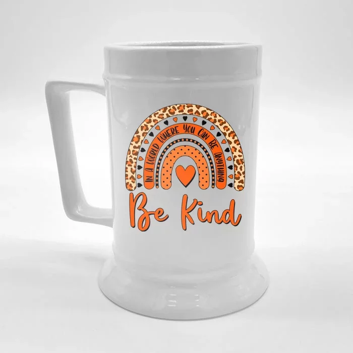 Cute Be Kind Wear Orange Rainbow Front & Back Beer Stein