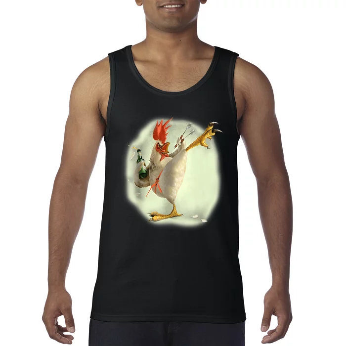 Chicken Beer Karate Kick Cool Chicken Funny Chicken Farmer Tank Top