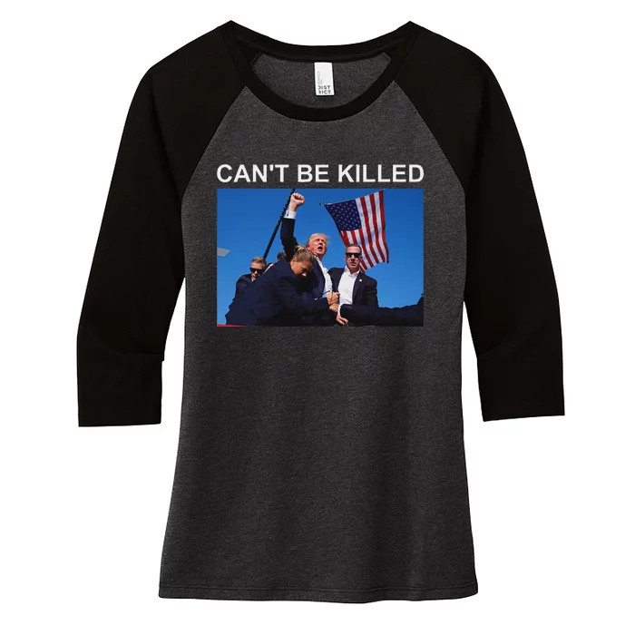 CanT Be Killed Trump Strong Support Women's Tri-Blend 3/4-Sleeve Raglan Shirt