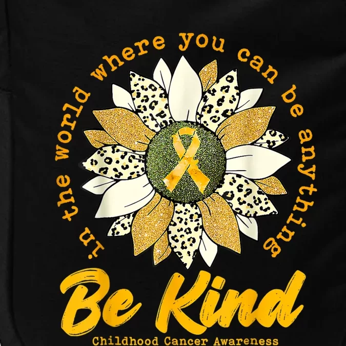 Childhood Be Kind Sunflower Gold Cancer Awareness Ribbon Impact Tech Backpack