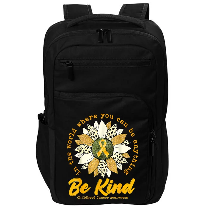 Childhood Be Kind Sunflower Gold Cancer Awareness Ribbon Impact Tech Backpack