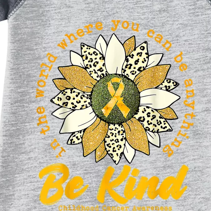 Childhood Be Kind Sunflower Gold Cancer Awareness Ribbon Infant Baby Jersey Bodysuit