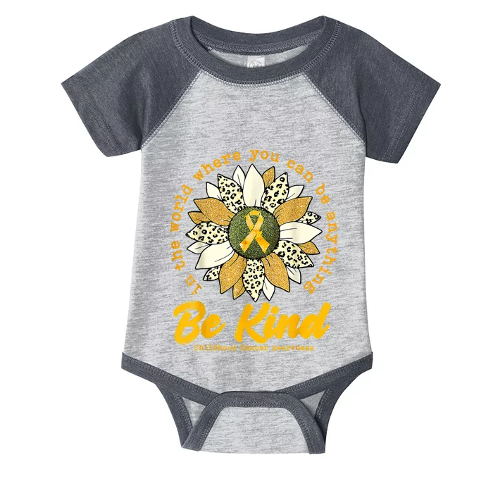 Childhood Be Kind Sunflower Gold Cancer Awareness Ribbon Infant Baby Jersey Bodysuit