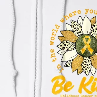 Childhood Be Kind Sunflower Gold Cancer Awareness Ribbon Full Zip Hoodie