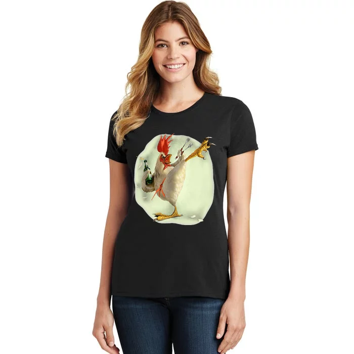 Chicken Beer Karate Kick Cool Chicken Women's T-Shirt