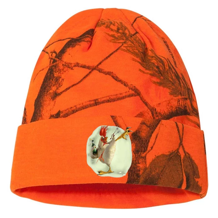 Chicken Beer Karate Kick Cool Chicken Kati - 12in Camo Beanie