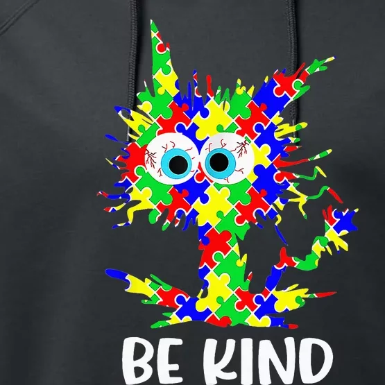 Cat Be Kind Autism Awareness Puzzle Performance Fleece Hoodie