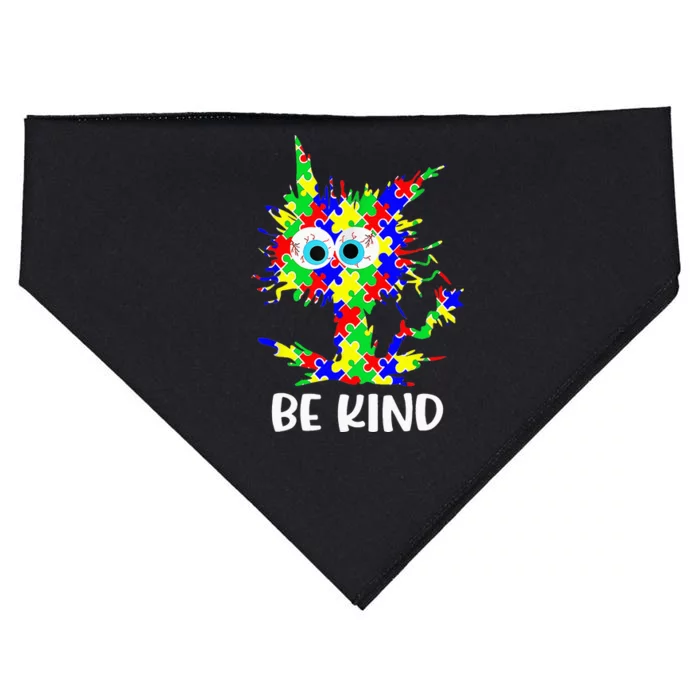 Cat Be Kind Autism Awareness Puzzle USA-Made Doggie Bandana