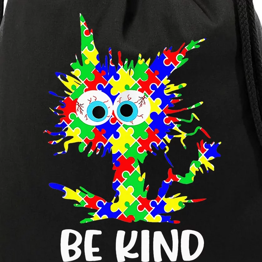 Cat Be Kind Autism Awareness Puzzle Drawstring Bag