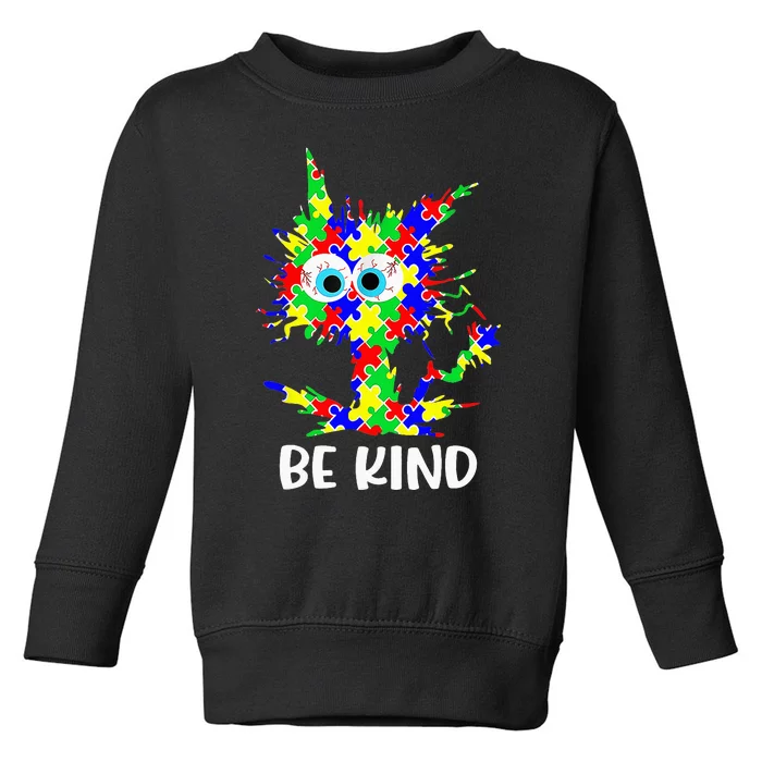 Cat Be Kind Autism Awareness Puzzle Toddler Sweatshirt