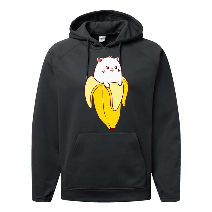 Cat Banana Kitten Lover Funny Kawaii Neko Pet Owner Performance Fleece Hoodie