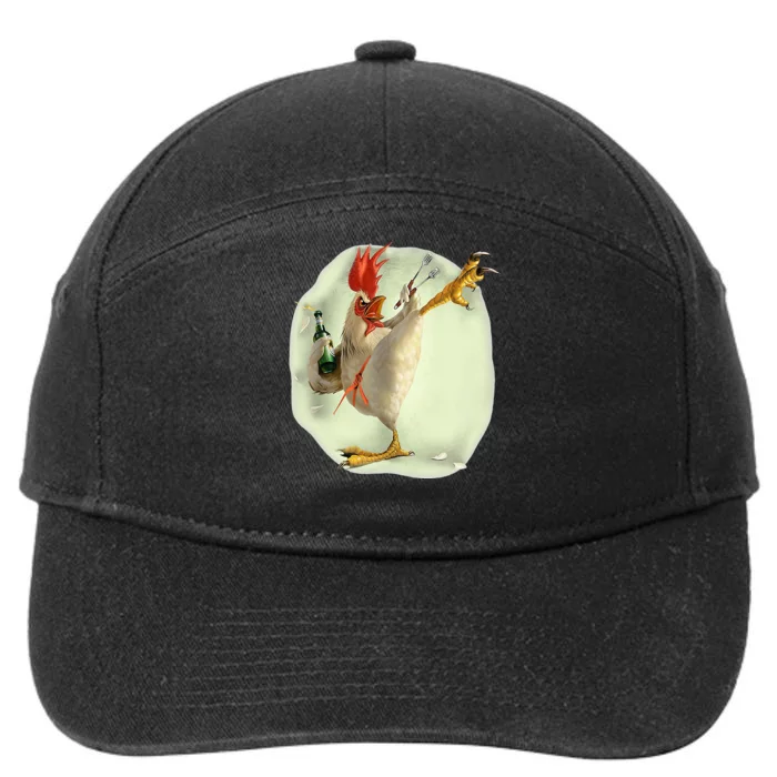 Chicken Beer Karate Kick Cool Chicken Funny Chicken Farmer 7-Panel Snapback Hat