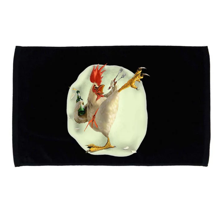 Chicken Beer Karate Kick Cool Chicken Funny Chicken Farmer Microfiber Hand Towel